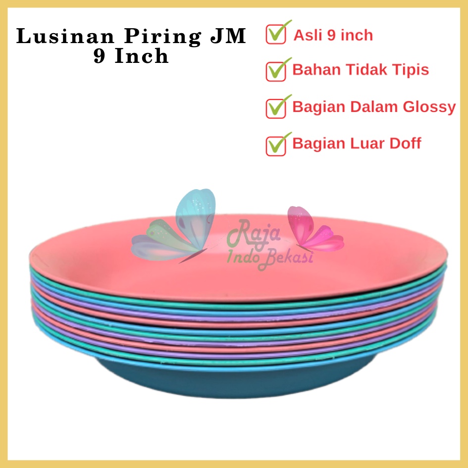 LUSINAN Piring Plastik JM 9 Inch Warna Pastel Piring Kecil Besar Set Makan Plastik Acara Pesta Melamin Rotan Murah Lusinan 1 Lusin Putih Murah Termurah - piring bulat ayam plastik 9 inch - Piring Porcelain Diameter 21 cm | Piring Makan Keramik