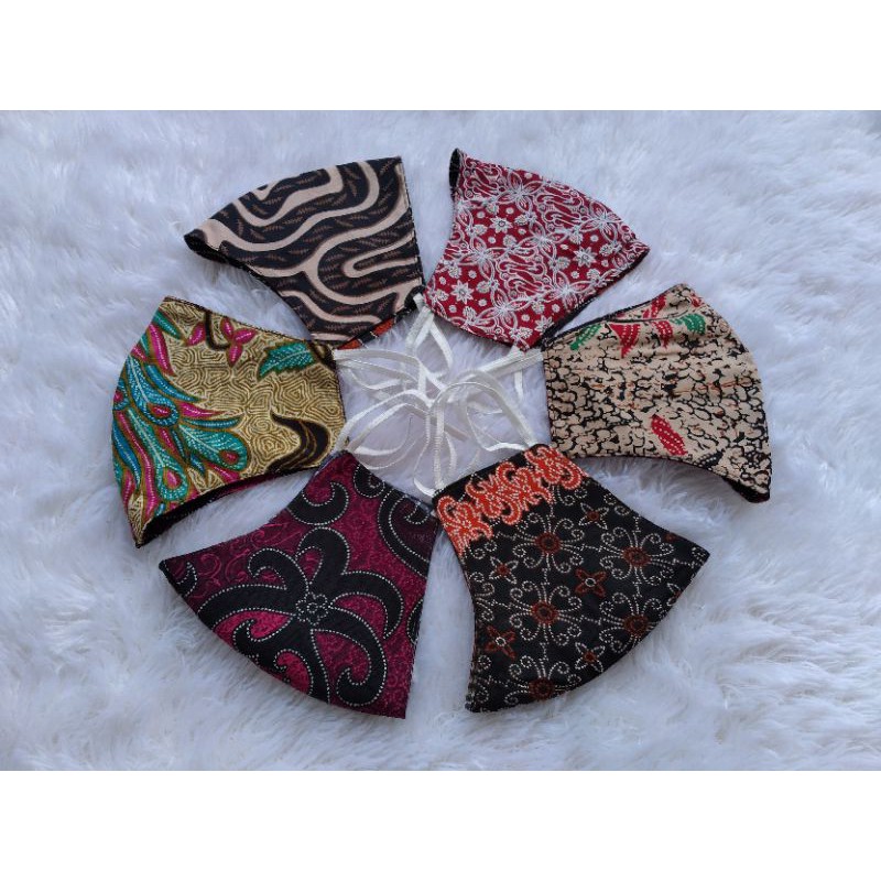 MASKER KAIN MOTIF BATIK SOLO  2 LAPIS HIJAB MUSLIM