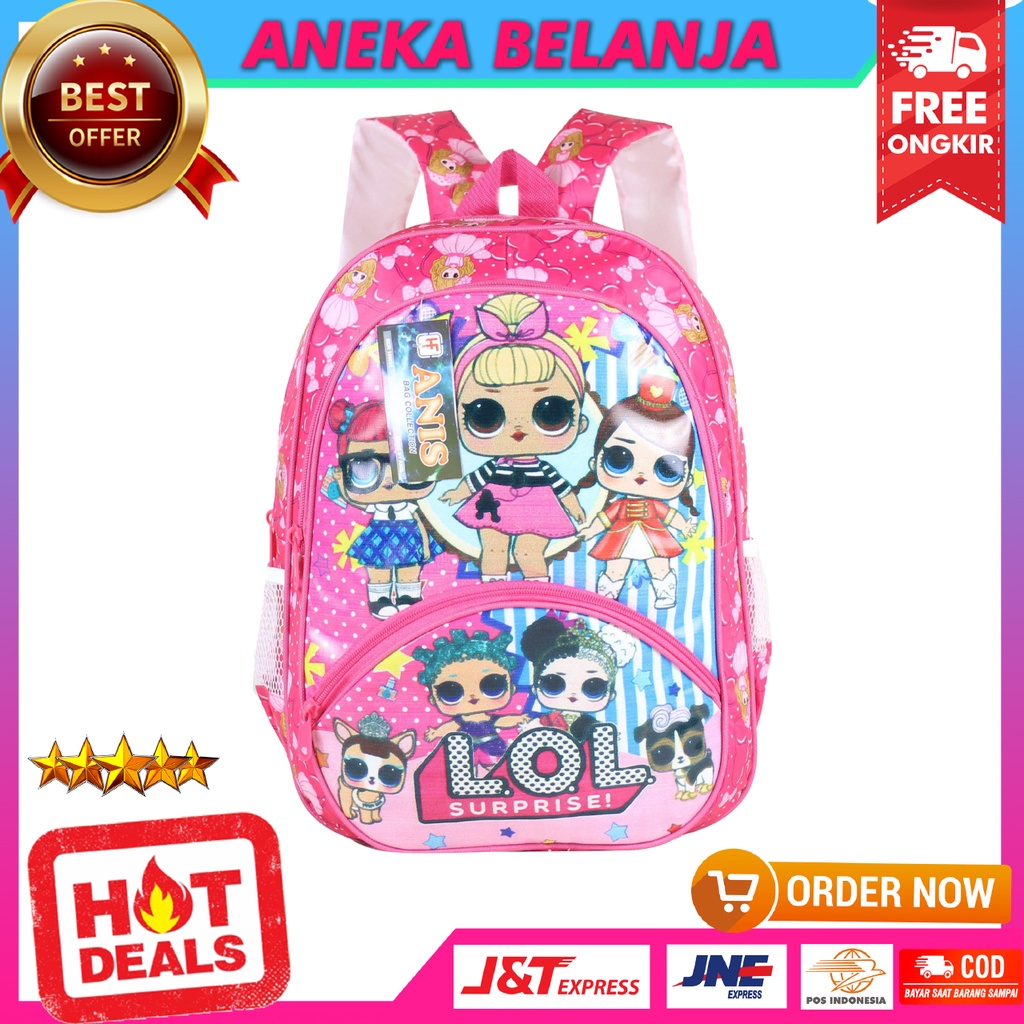 Tas Sekolah Sd Backpack Gendong Anak Karakter LOL Pink Ransel Perempuan Lucu Fashion Anak