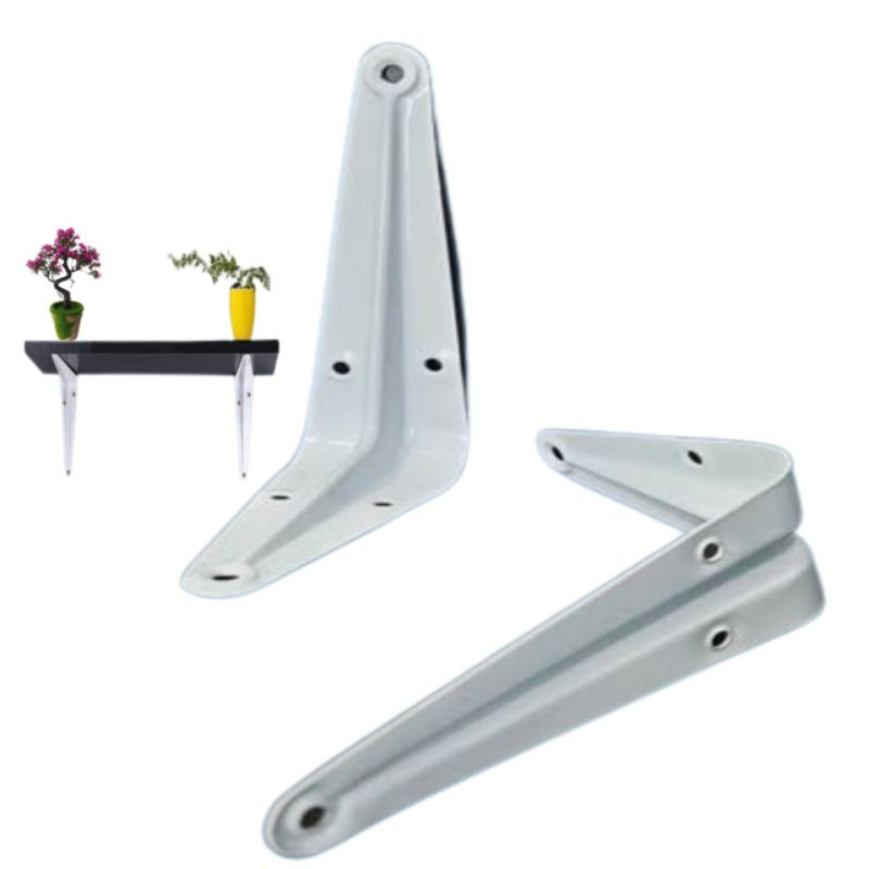 SIKU RAK DINDING 3x4" INCH 7.5X10CM BESI PUTIH BUKU L BRACKET AMBALAN PENYIMPANAN GANTUNG DINDING SP