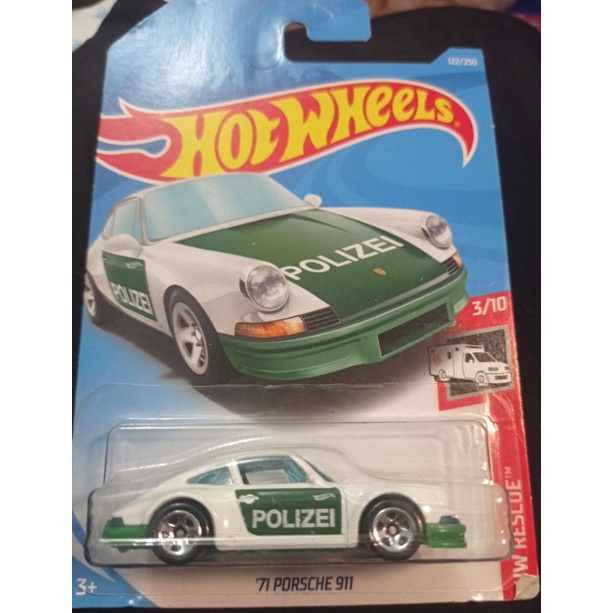 Hot Wheels '71 Porsche 911 Polizei Putih Hijau