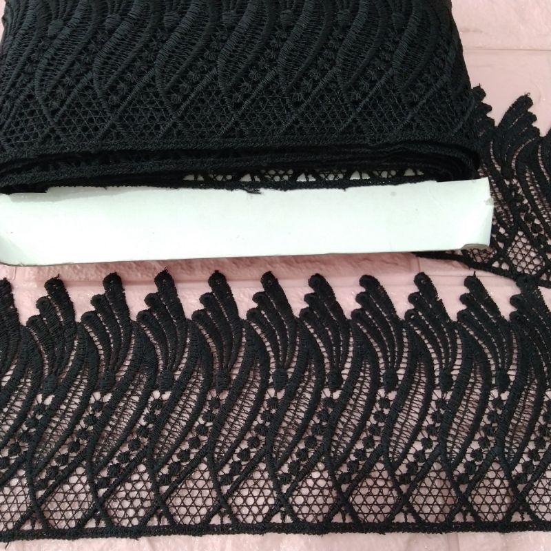 Renda Gyper besar | renda gamis renda mukena renda bordir | Renda meteran | renda hitam renda coksu 