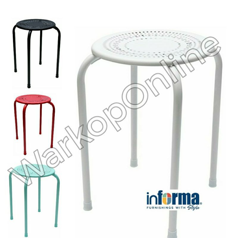 IKEA Bangku Besi Metal - Outdoor Indoor Cafe Restoran Kantor Kelas Sekolah Kursi stool putih bar