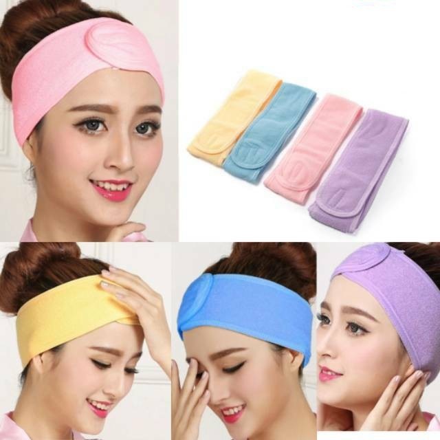 Facial Headband / Bandana Mandi Polos Lembut Bandana Make Up