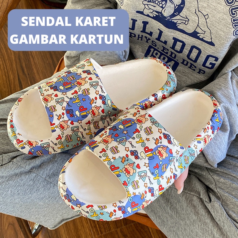 Mainland Sandal Karet Wanita Character Sandal Rumahan Unisex HSN107