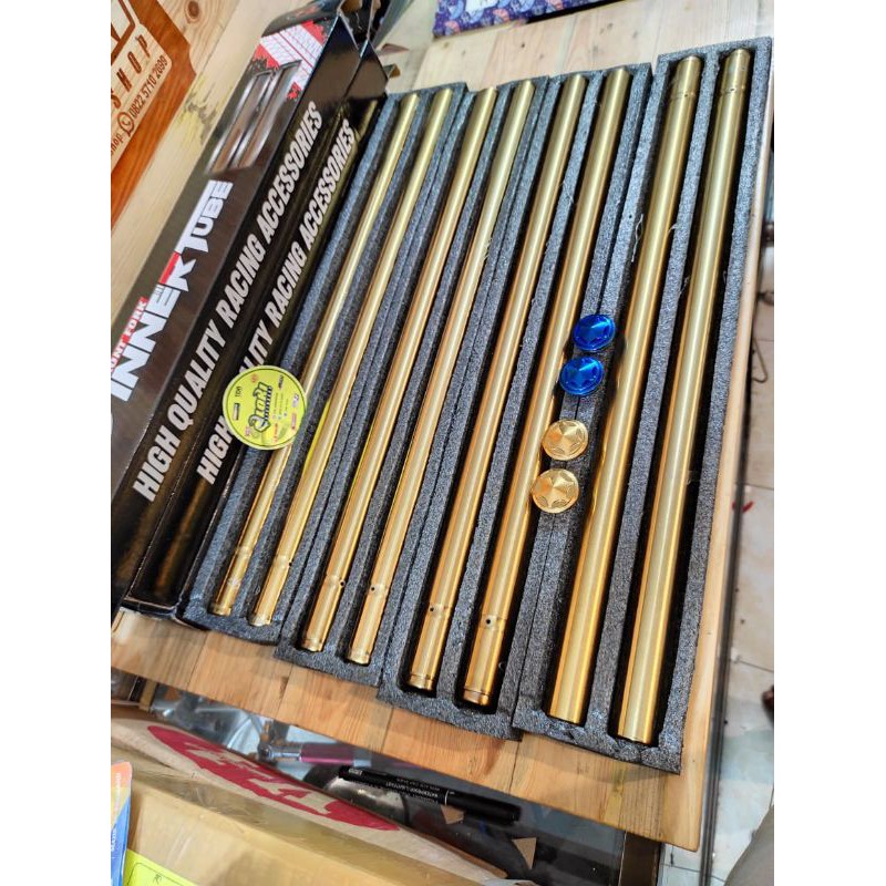 As Shock Skok Pipa Depan Ninja 150 R RR Vixion Scorpio Rxking 26 30 31 33 mm MP Tiger Blue Gold Rainbow VRD V1 CJDW-4