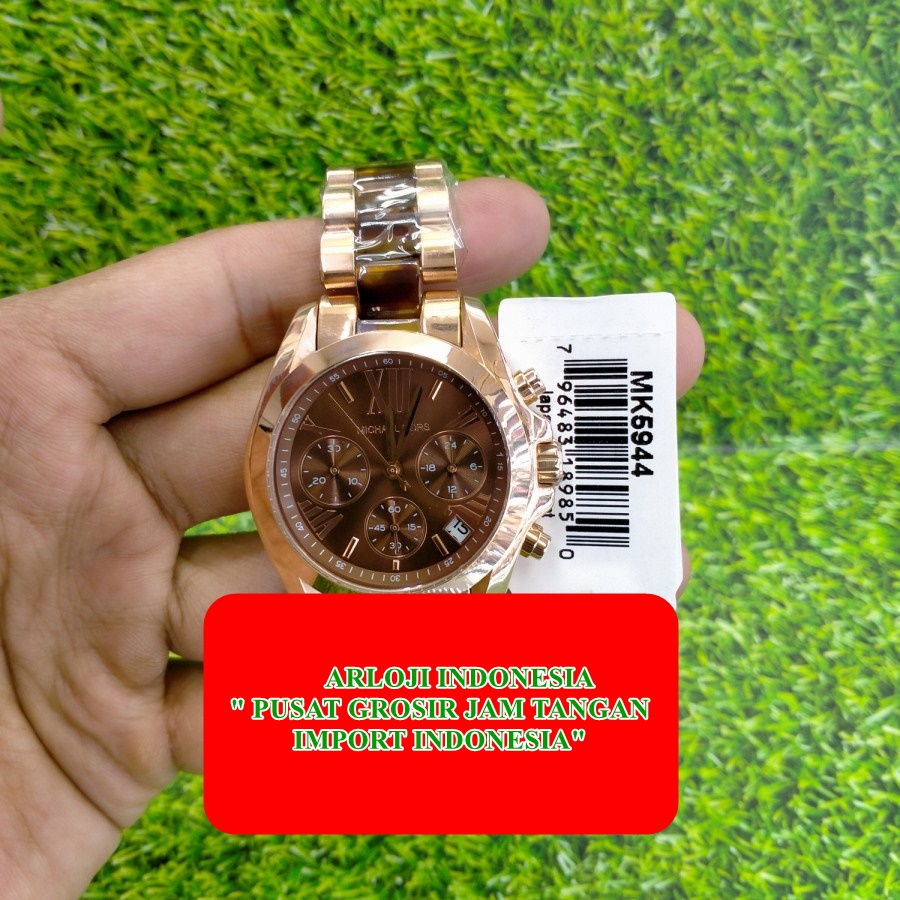 Big Sale  Jam Tangan Mewah mk 5944 Mk5944Two Tone Brown Quart Chronograph Jam Tangan Wanita Branded 