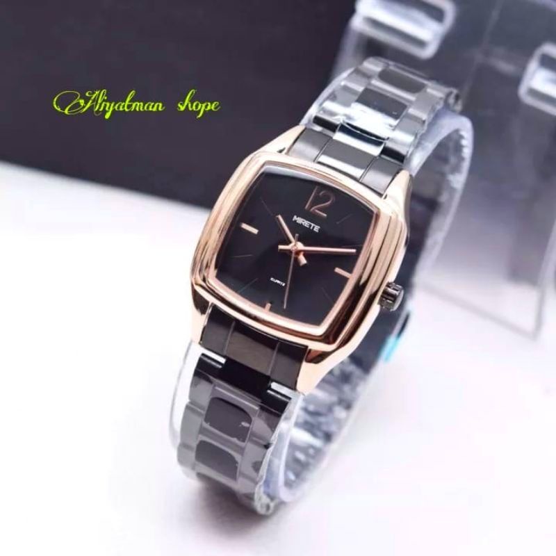 Jam Tangan wanita Rantai Stainless Steel Mirete Original Water Resistant Model AC Model oval analog Kuarsa Import Mewah Elegan Water Resisitance Free Batrai Cadangan / Jam Formal / Olahraga / Sporty / Fashion / Jam Tangan Wanita/Cewek Murah