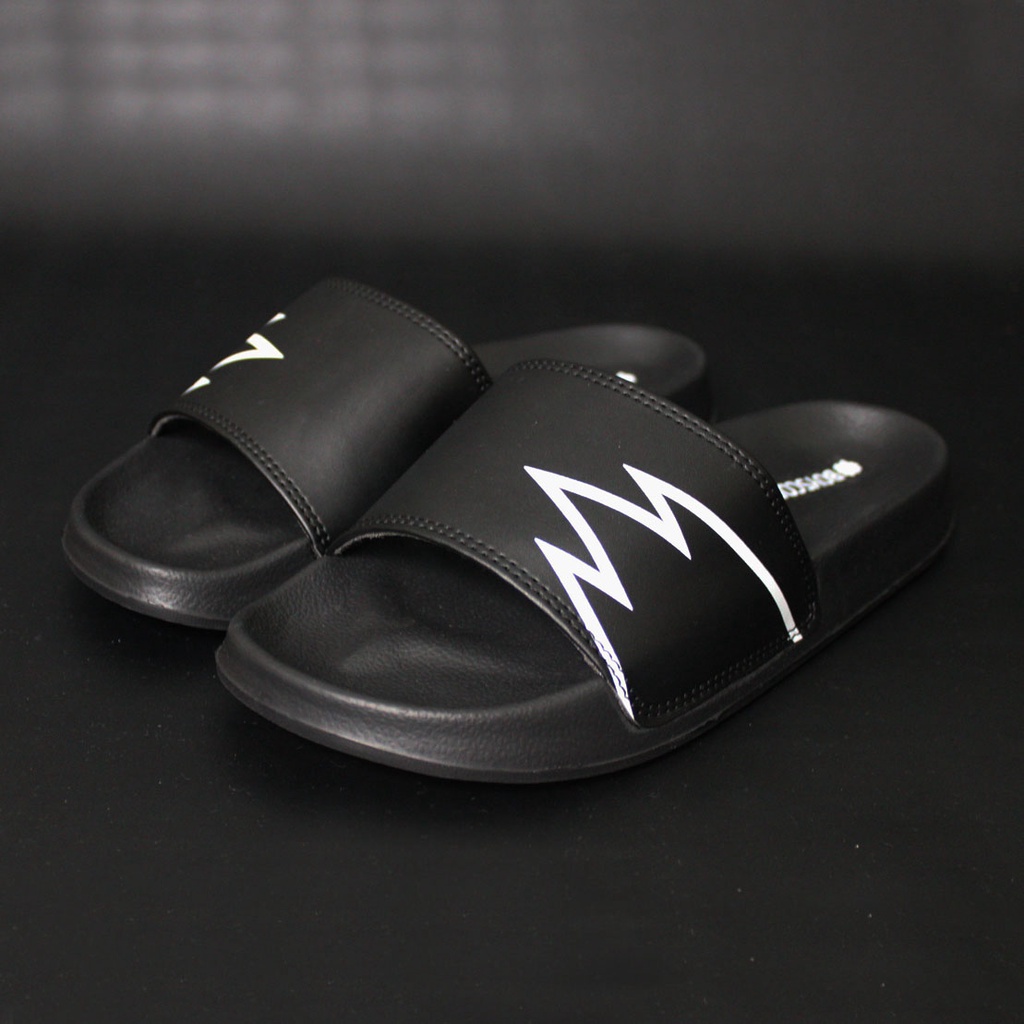 Sendal Selop Pria Wanita Distro Boyscode Ryzenic 3 Black / Sendal Slip On Pria / Sendal Slide Pria