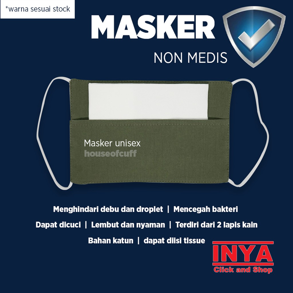 MASKER NON MEDIS KATUN 2 LAPIS by HOUSE OF CUFF - Filter isi Tissue