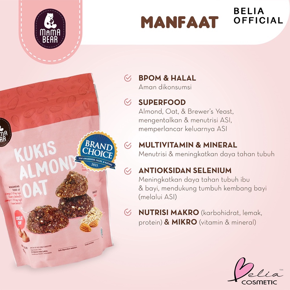 ❤ BELIA ❤ Mama Bear MamaBear Kukis Almond Oat Cookies &amp; Cream | Cokelat Chocolate Chip | Kukis | Kue | Baby | Bayi | BPOM