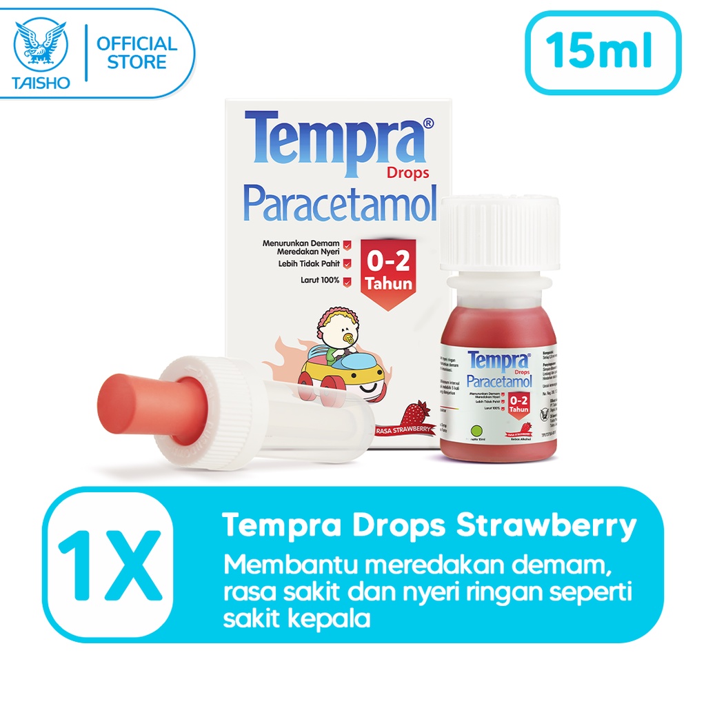 Tempra Drops Syrup Paracetamol Anak (0-2 Tahun) Rasa Strawberry 15 ml