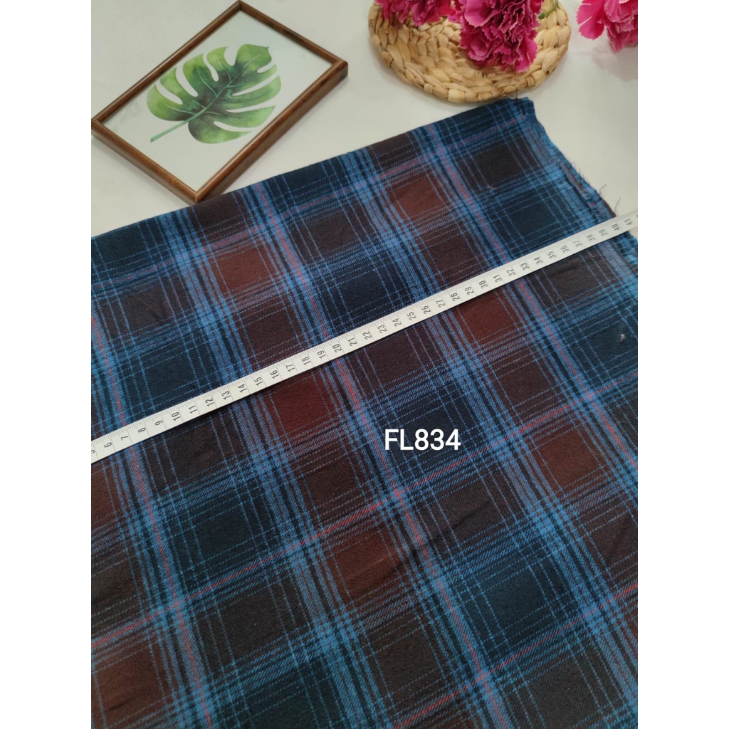 BIRU kain flanel bahan kotak katun yarndyed harga per 0.5meter/kain meteran happychild