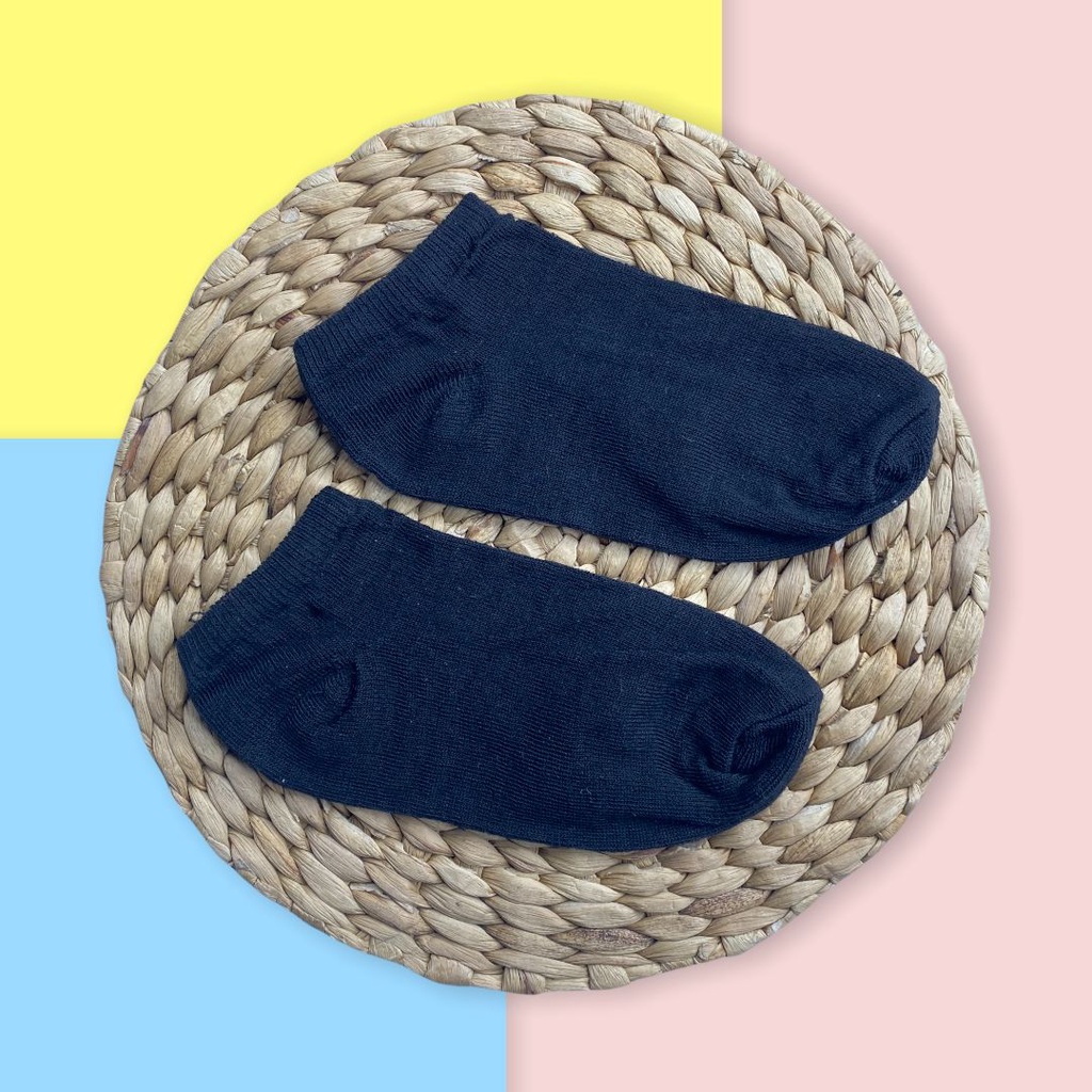 HC Kaos Kaki Wanita Polos Kaos Kaki Pendek Semata Kaki Ankle Bahan Spandex Lembut Cute Short-HC40 BLACK