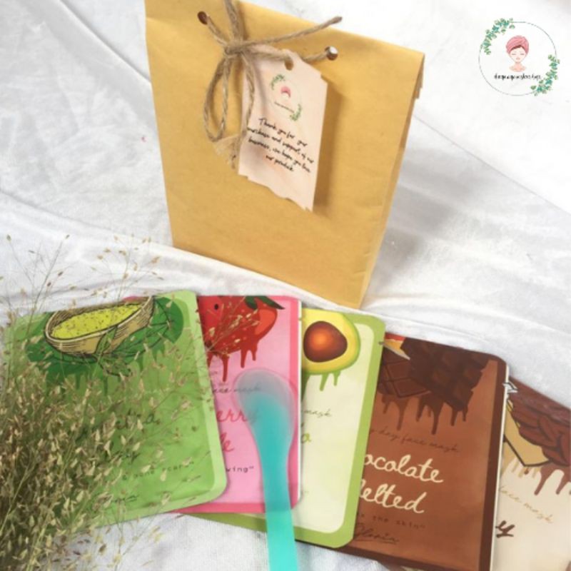 paket masker wajah lea gloria 5pcs free spatula dan packaging cantik bisa custom varian
