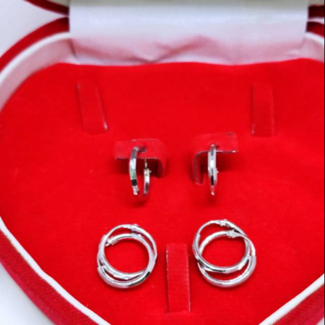 Anting ring/hoops polos anak/remaja kualitas terbaik perak asli 925/Silver 925 lapis mas putih murni