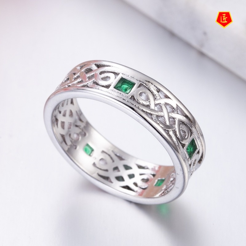 [Ready Stock]925 Silver Simple Personality Emerald Ring