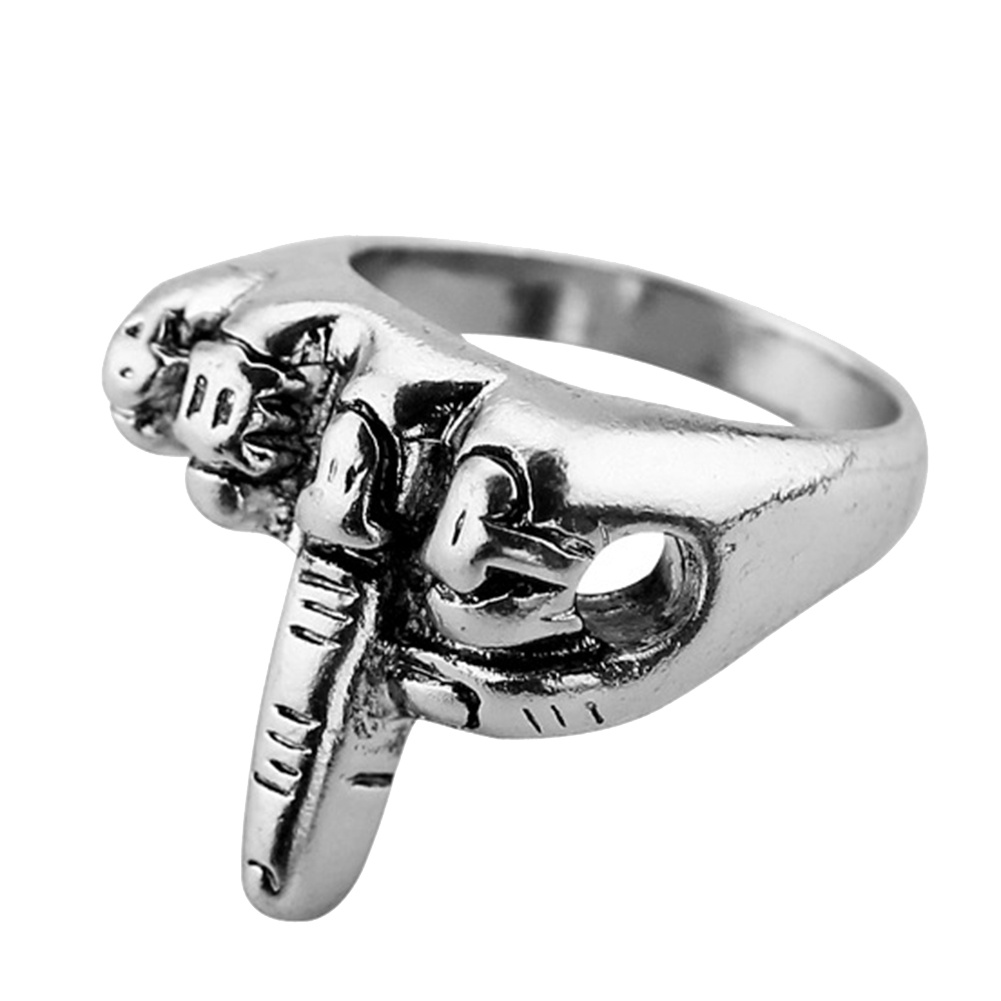 Hu Hu Hu Hu Hu Alat Bantu Pasang Kacamata♡ Cincin Jari Tengah Bahan Metal Gaya Gothic Punk Untuk Pria