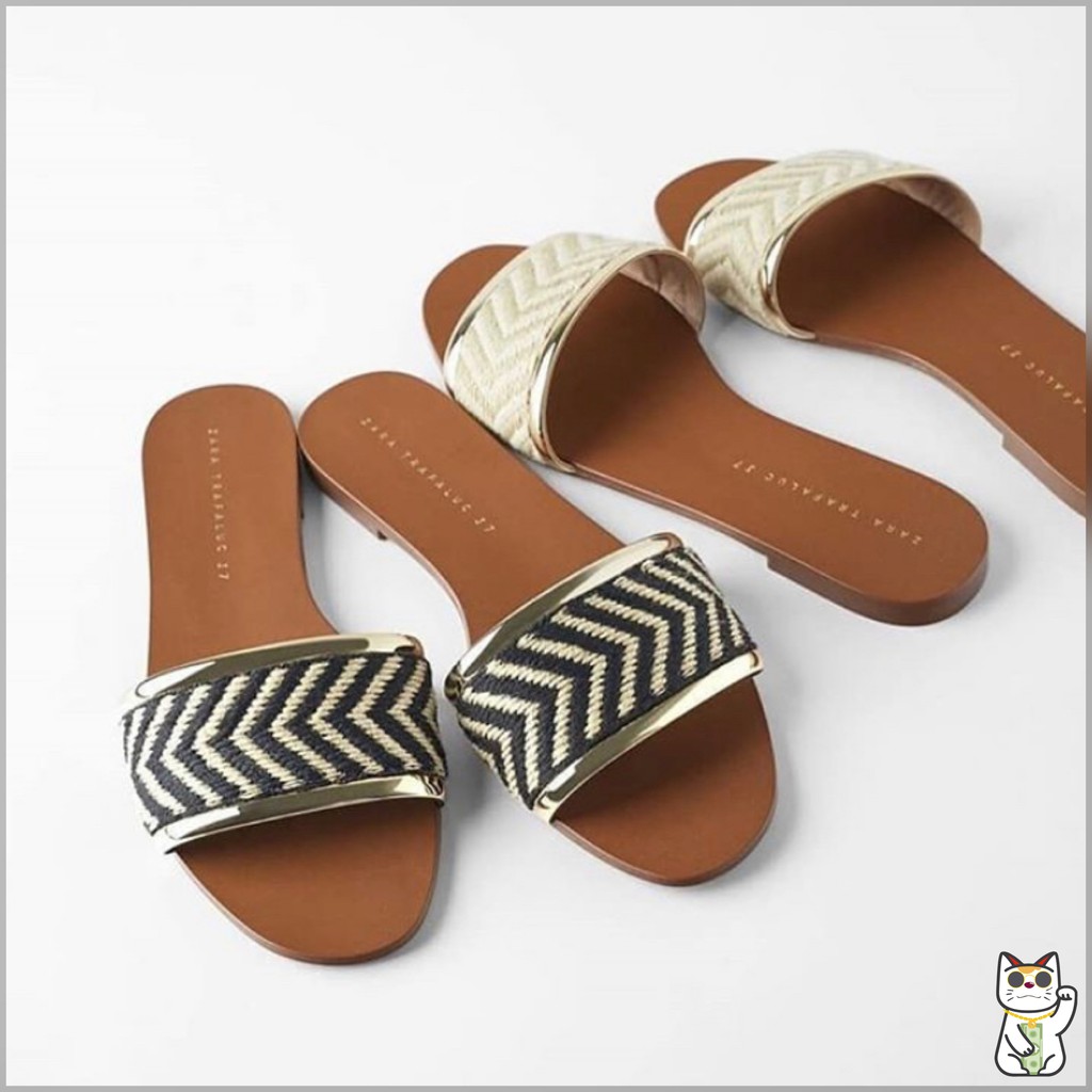 Original BNIB Zara Flat Natural Sandals 