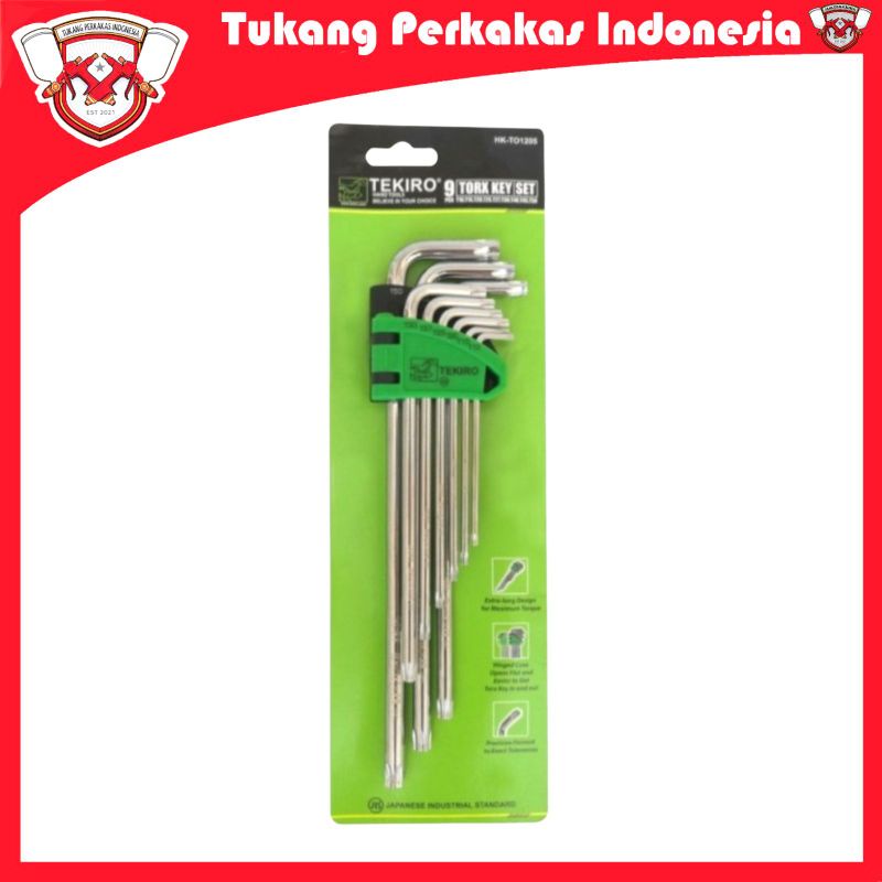 TEKIRO KUNCI L SET BINTANG PANJANG 9PCS TANPA LUBANG/TORX HEX KEY LONG SET