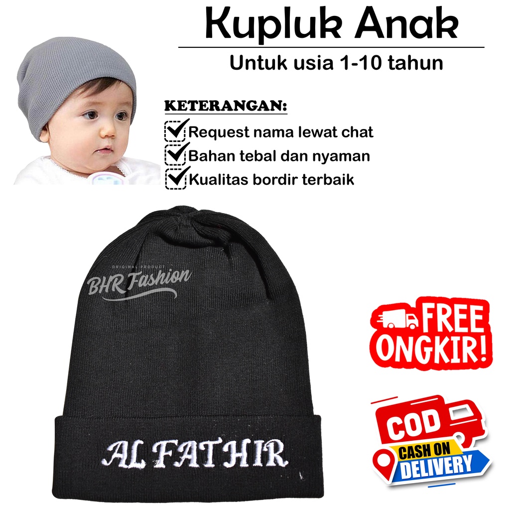 Kupluk Anak 1-10 Tahun Free Bordir Nama