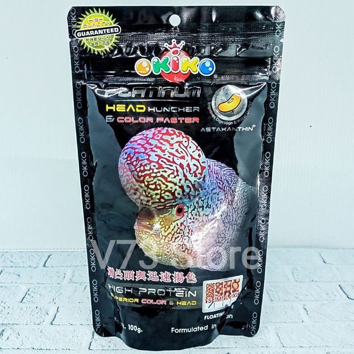 PELET OKIKO PLATINUM HEAD 100GR  PAKAN IKAN LOHAN HITAM