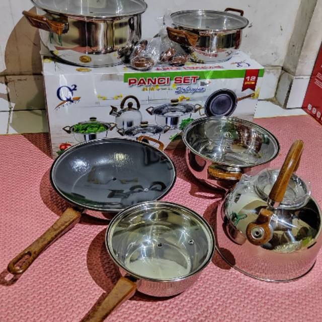 Q2 8212 Panci Set Stainless 12 Pcs