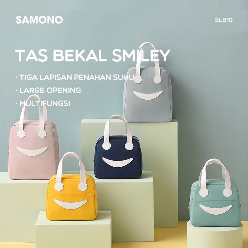 SMILE BENTO BAG SAMONO TAS TEMPAT MAKAN SIANG LUNCH BAG BEKAL