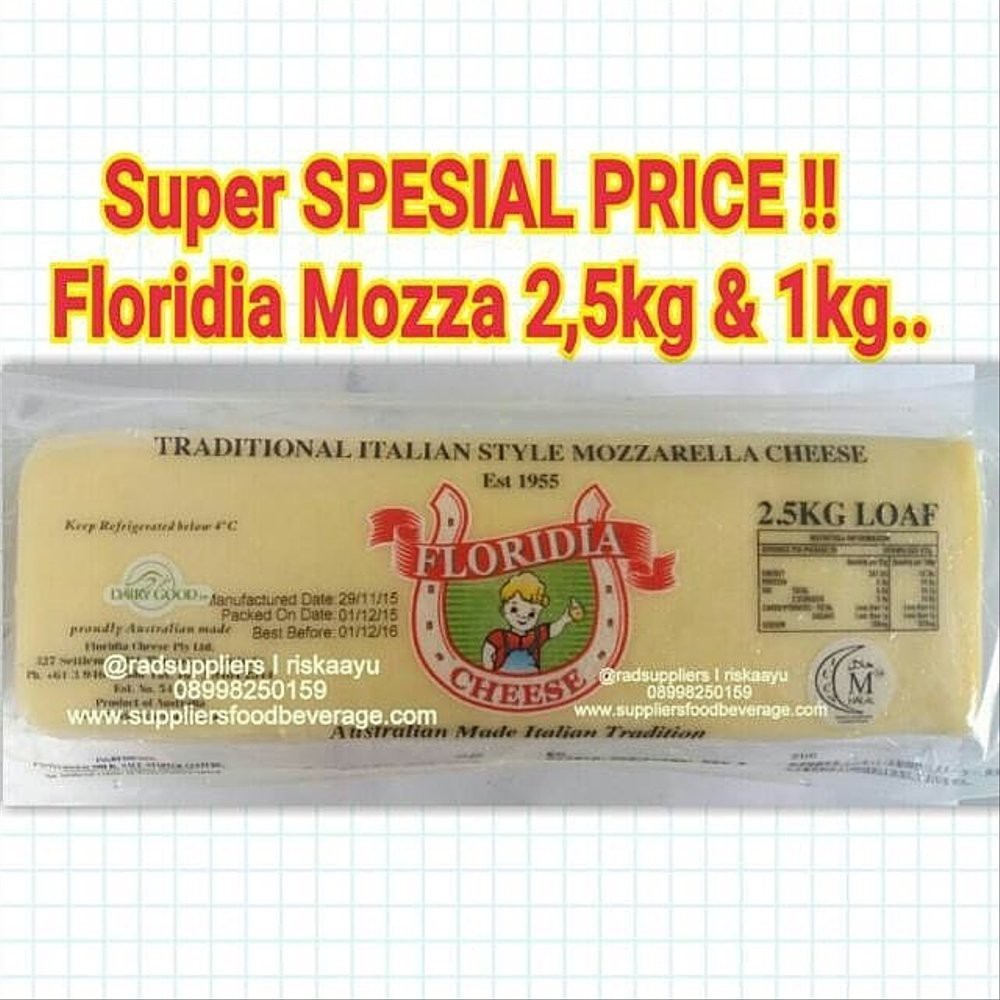 

Floridia Mozzarella Cheese Block Kemasan 1kg Limited