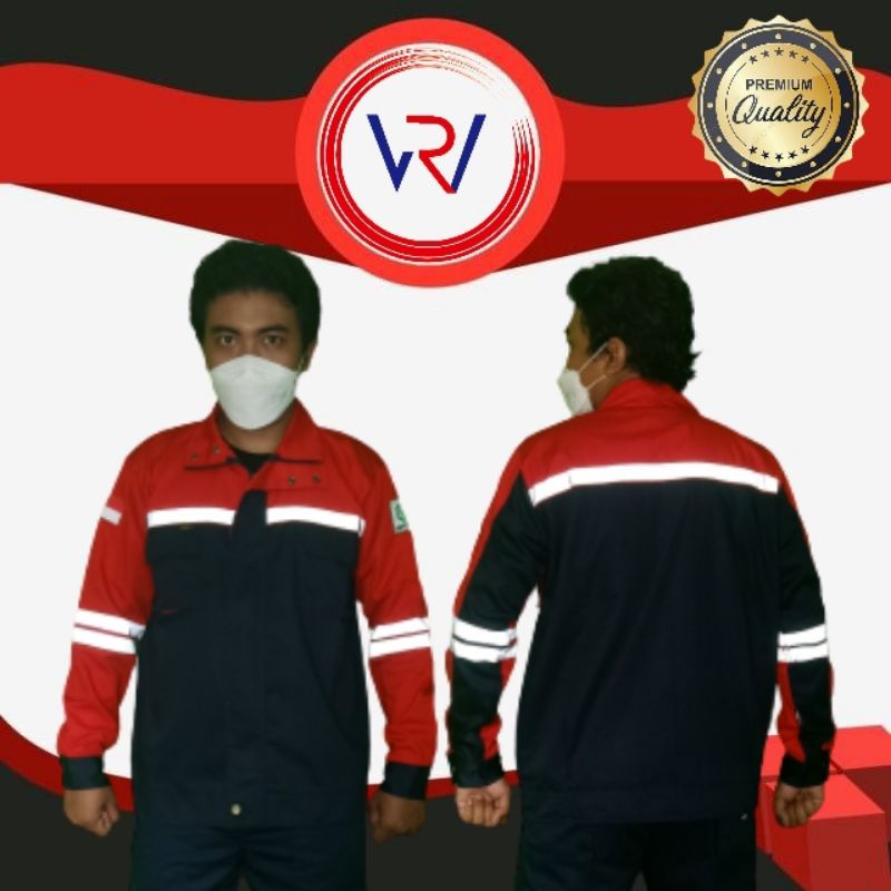 Wearpack Semi Jaket | Baju Safety Proyek K3 | Merah - Hitam