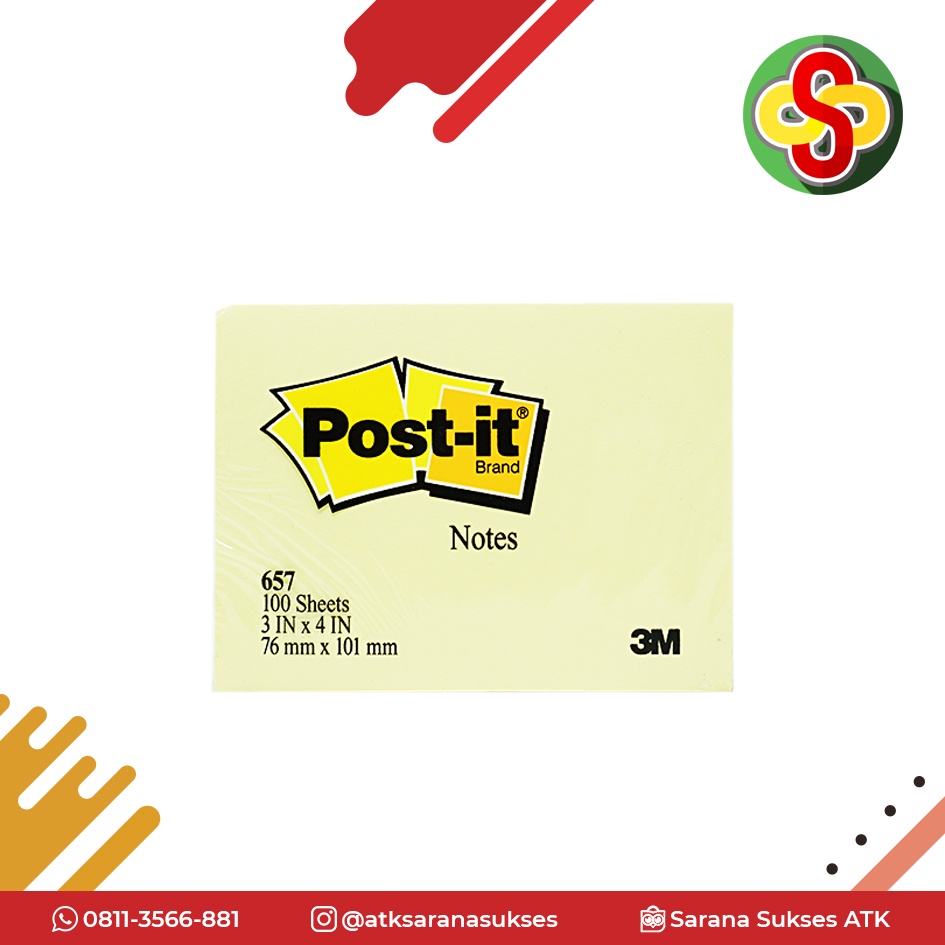 

Sticky Notes / Kertas Memo Post-it 3M 657 (76 x 101 mm)