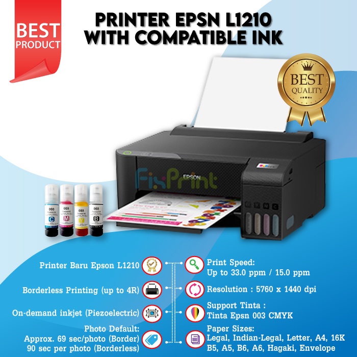 Printer Epson L1210 L 1210 L1216 L 1216 Print Only Tinta Ink 003 Pengganti Printer Epson L1110