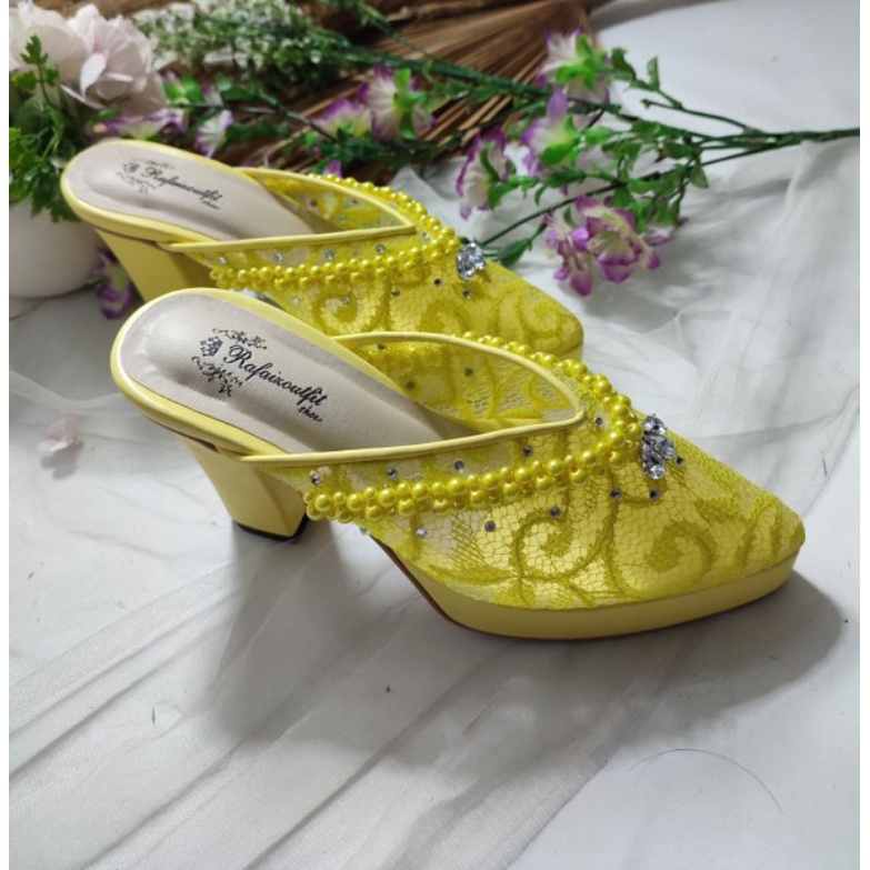 sepatu v  mozza lemon tnggi 9cm bhan