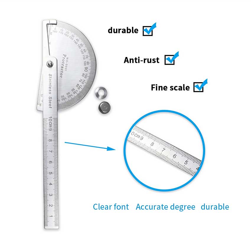Busur 180 derajat penggaris combi stainless protactor alat ukur sudut