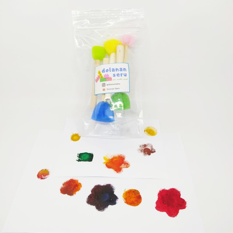 

Dolananseru Mainan Edukasi Montessori Spons Cap Lukis Bunga Dot Cat Warna