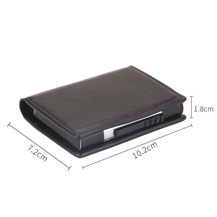 Carbon Fiber Leather Wallet with Anti RFID Pop Up Card Holder - Dompet Kartu Kredit ATM KTP SIM Uang Kertas