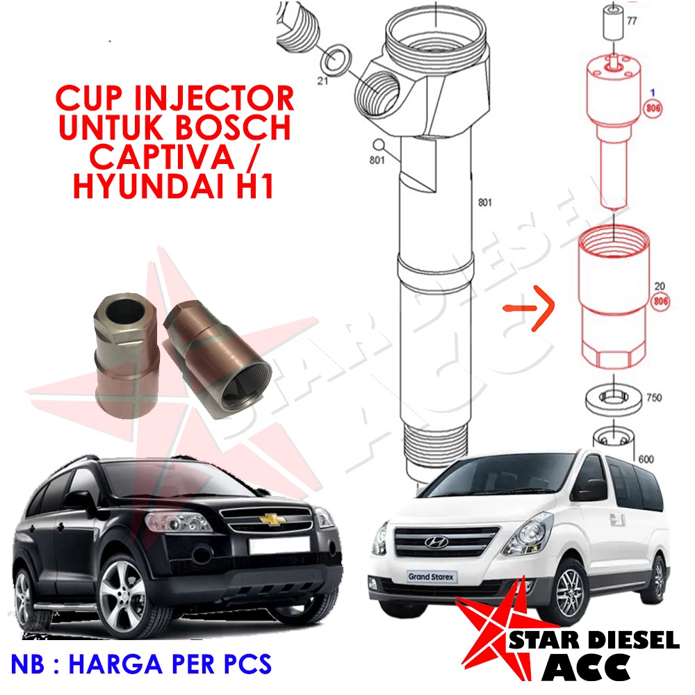 TUTUP NOZZEL BAWAH CAPTIVA  MUR NOZZEL HYUNDAI H1 MODEL INJECTOR BOSCH