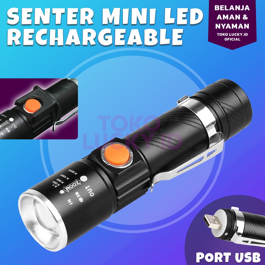 Mini Senter LED Camping Murah Portable USB Waterproof Olahraga Outdoor