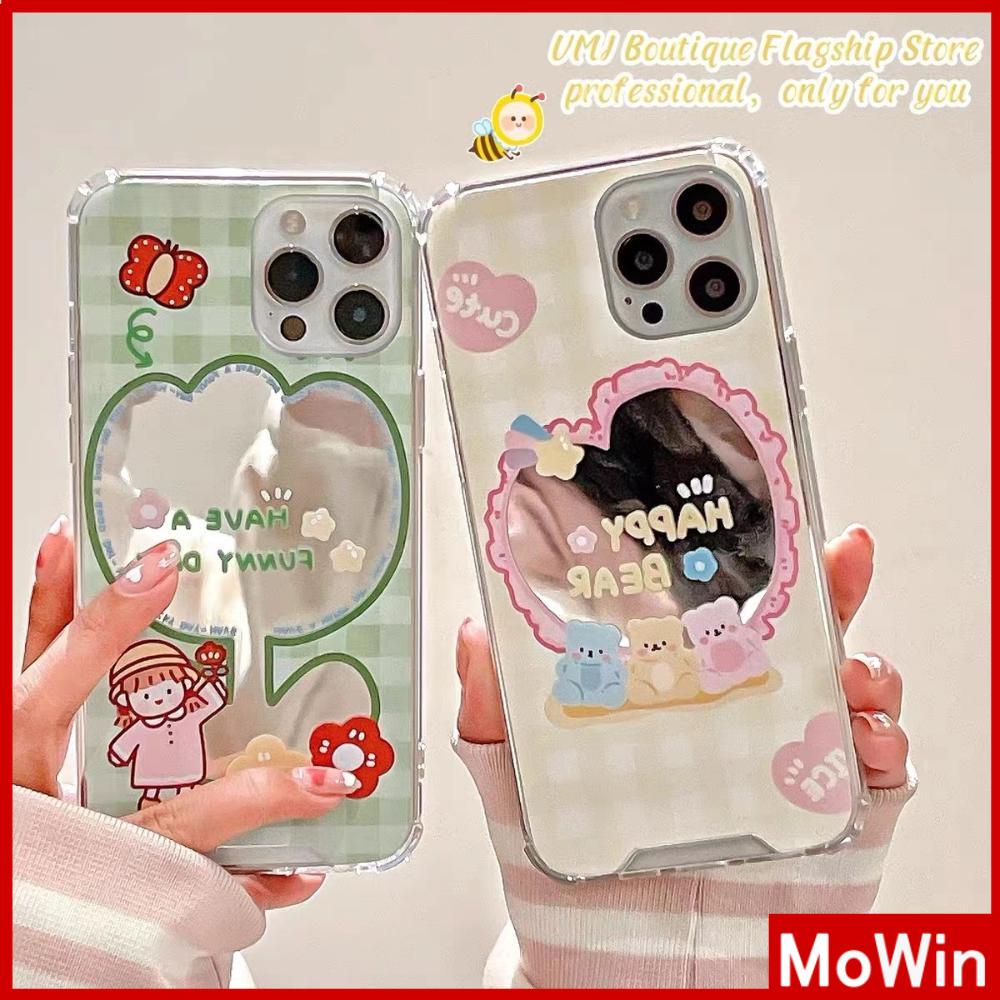 iPhone Case Luxury Acrylic Reflective Mirror Airbag Shockproof Protection Camera Cartoon Cute Compatible For iPhone 11 iPhone 13 Pro Max iPhone 12 Pro Max iPhone 7Plus iPhone xr