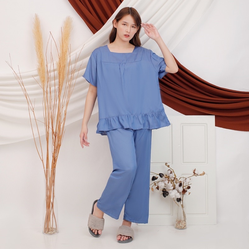 One set Rayon / Homewear Baju Tidur Melisa (Celana Panjang/CP)