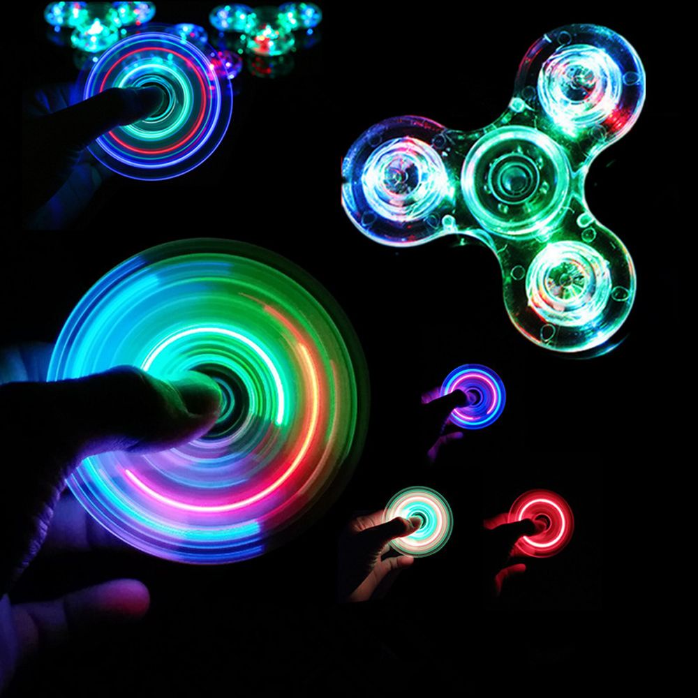 Quinton 1pc Mainan Fidget Spinner Transparan Dengan Lampu Led Glow In The Dark Untuk Anak / Dewasa