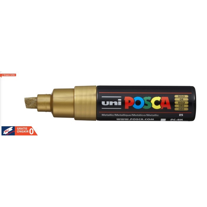 

Uni Posca Paint Marker PC-8K - Broad Chisel Point 8 mm Metallic Color - Gold Wolfe