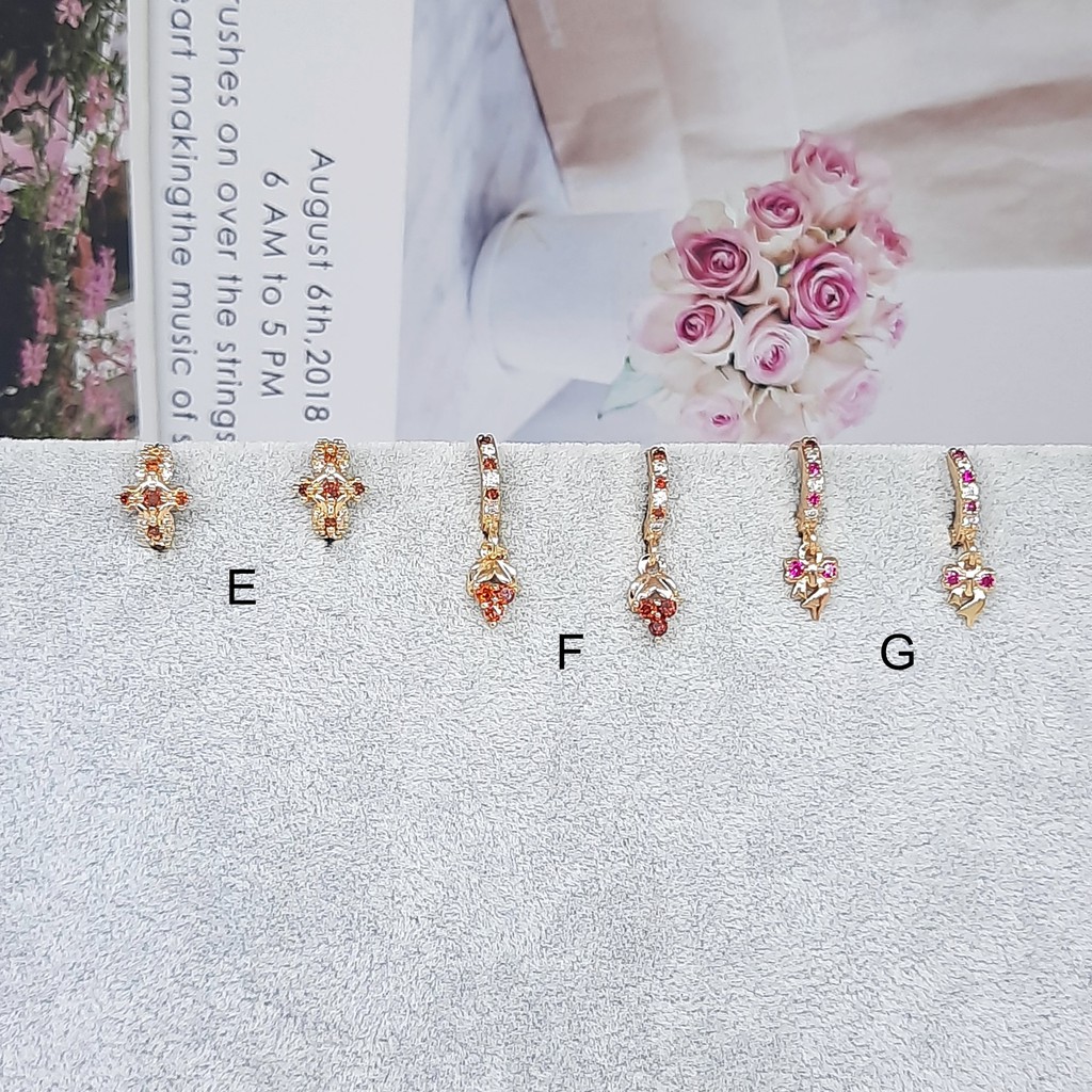 Anting Hoop Meilyn Meili Batu Putih Solitaire Elegan Lapis Emas - BE281