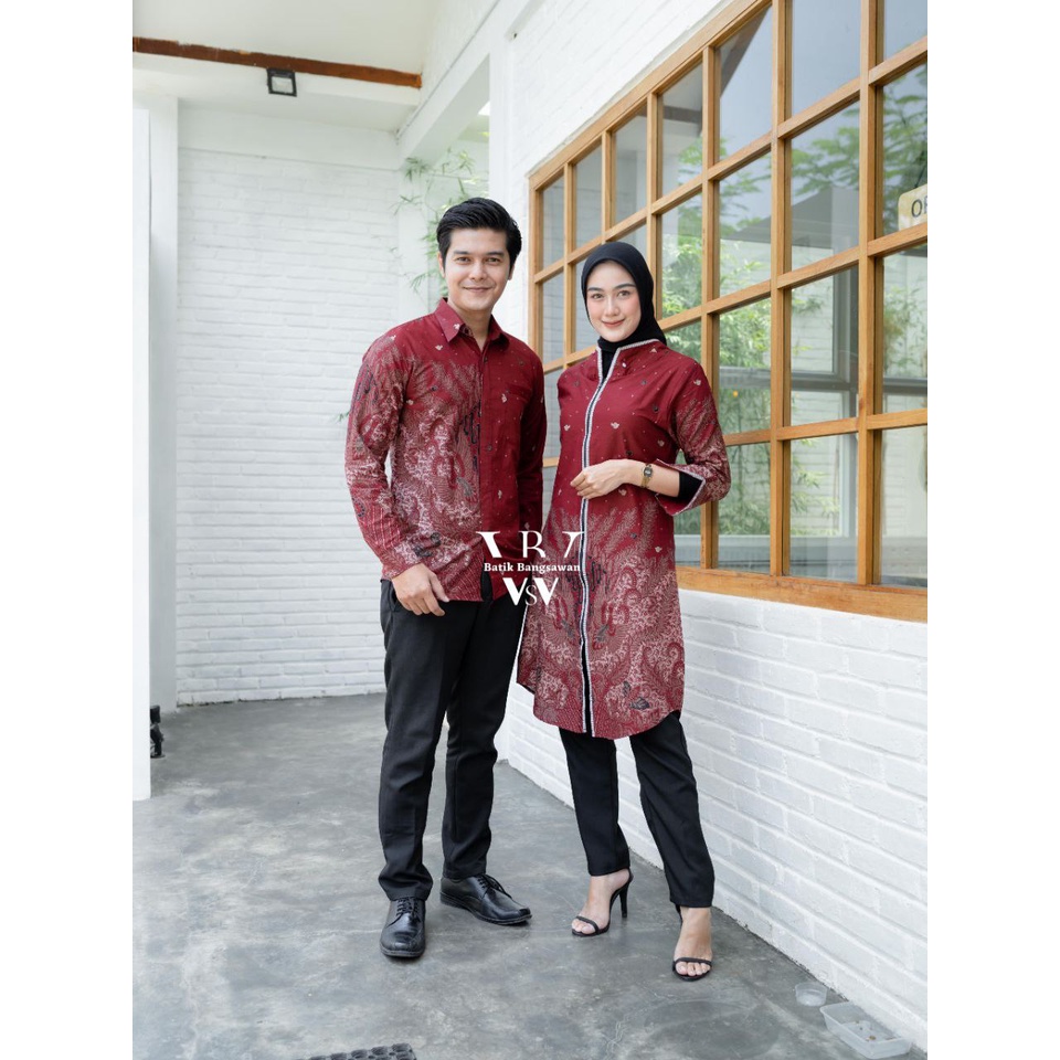 Maura Couple - Sania Ruffle Batik Couple Ori Ndoro Jowi Ready Seragam M L XL XXL Jumbo