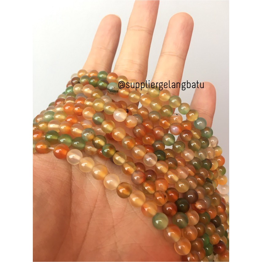 batu manau loreng ginggang hijau 6mm merah manao mangga oren natural akesoris fashion craft supplier