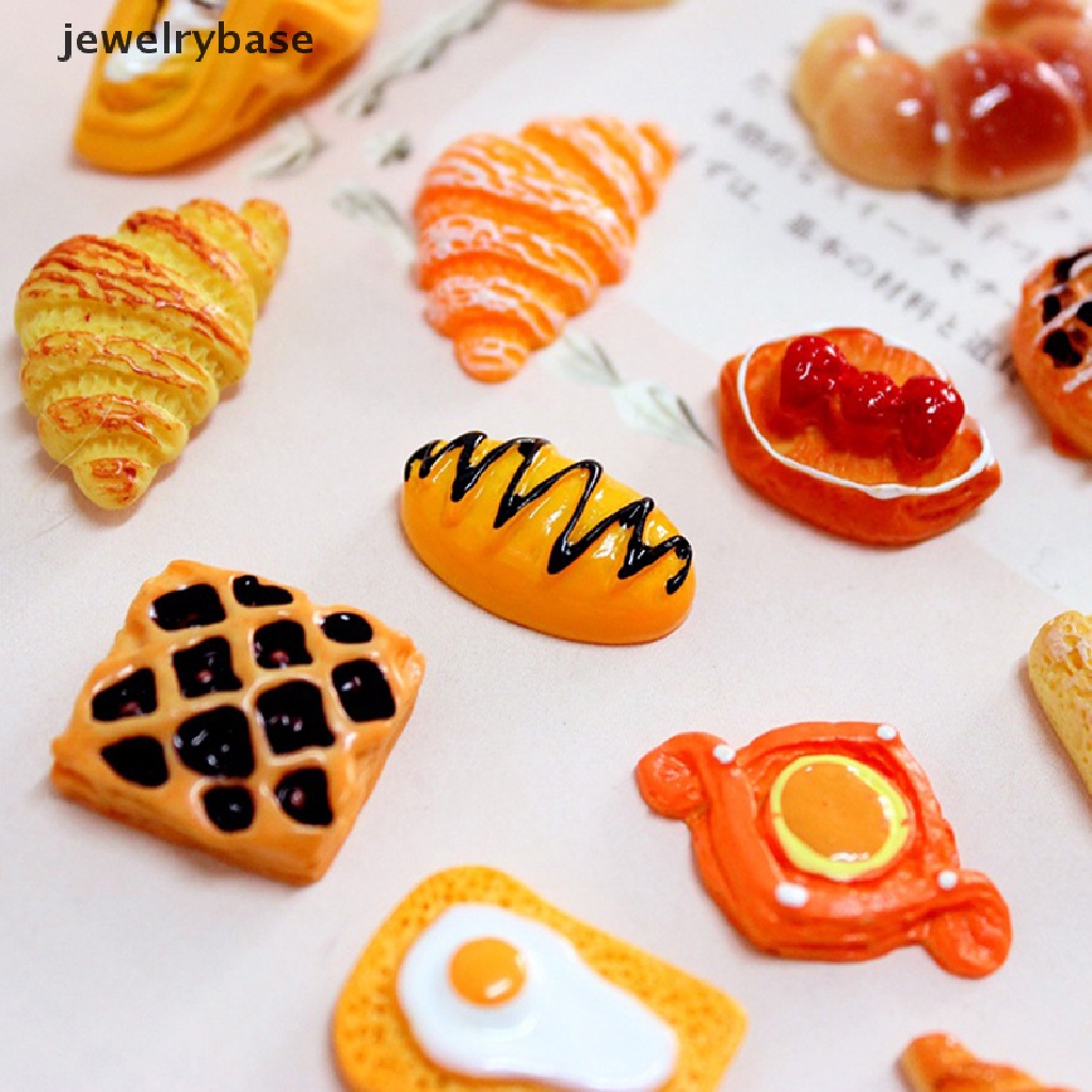 (jewelrybase) 3pcs / Set Mainan Miniatur Kue / Roti / Biskuit Imitasi Untuk Dekorasi Rumah Boneka