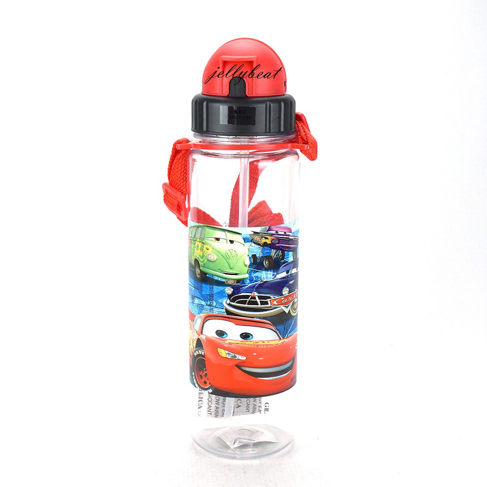 (1002) Botol Minum Anak Slim 550 ml Karakter BPA Free + Sedotan + Tali Panjang