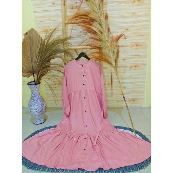 Baju Gamis Rayon Polos|| Terbaru Model Kekinian Full kancing