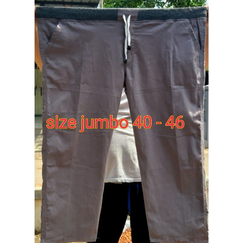 Celana Panjang Chino Jumbo SIZE 40 46 bahan melar pinggang karet