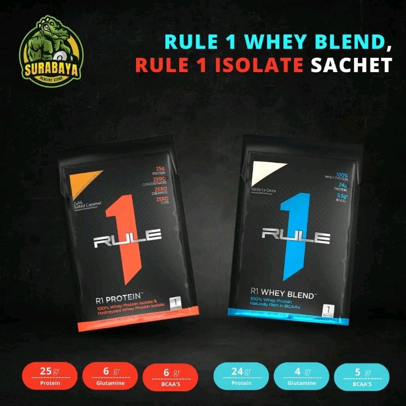 RULE 1 WHEY PROTEIN ISOLATE HYDROLYZED SACHET PRO ISO BLEND R1 RULE1 RULEONE RULE ONE